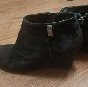 Black suede Anne Klein booties